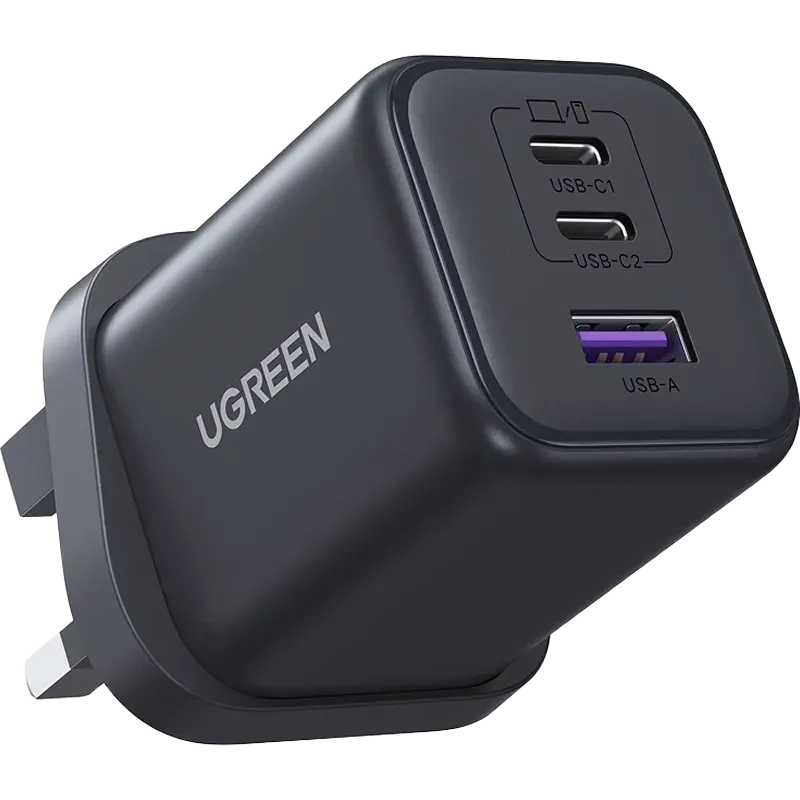 UGREEN X516 45W with 2USB C & 1 USB A GaN Fast Charger UK Graphite Mascom International.webp